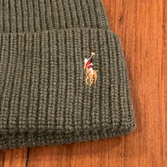 Polo Ralph Lauren Winter Beanie Cuff Hat new wool Mens green - Picture 2 of 4